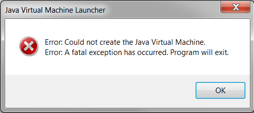 could not create virtual machine error