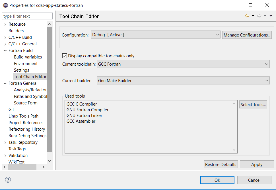 Project properties - Fortran Build