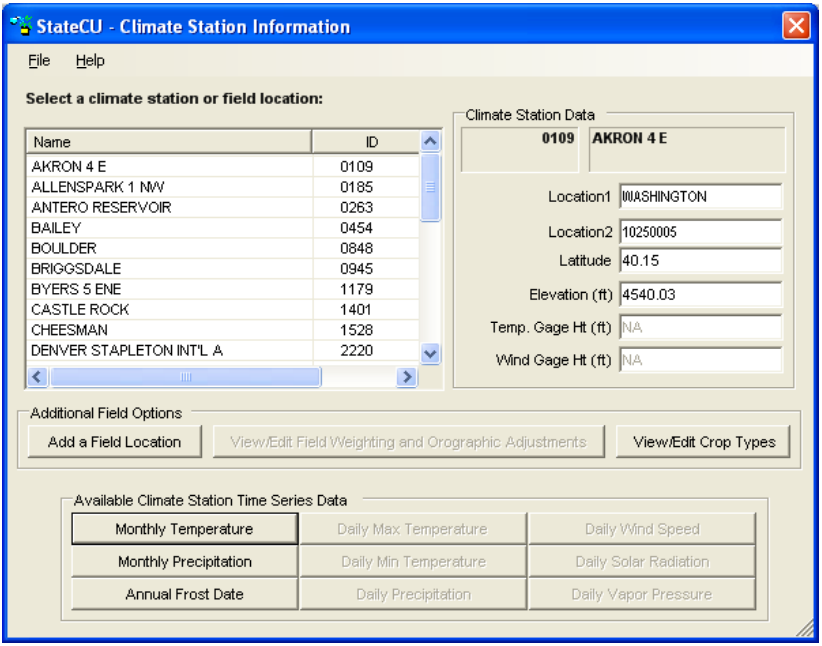 Climate Station Information Window with a _Climate Station