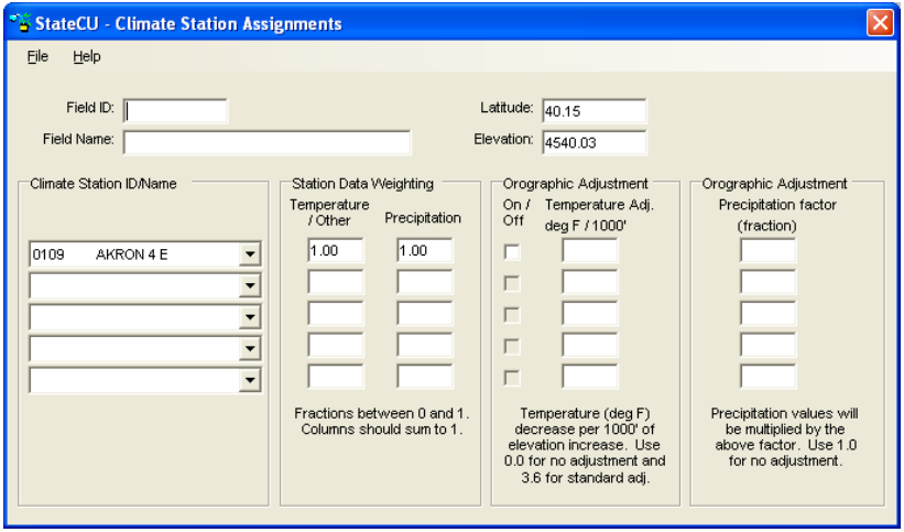 Climate Station Assignments Window