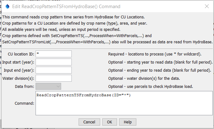 ReadCropPatternTSFromHydroBase - CDSS / StateDMI