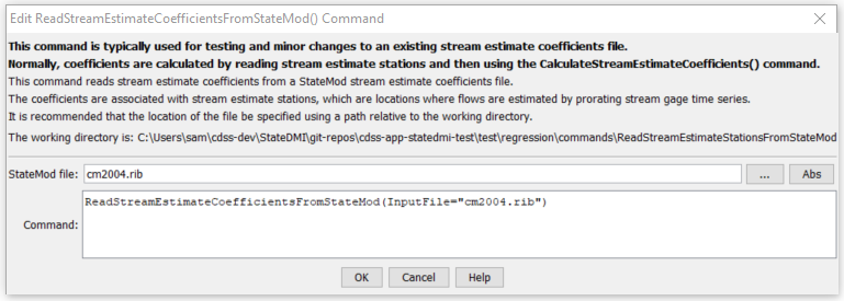 ReadStreamEstimateCoefficientsFromStateMod - CDSS / StateDMI