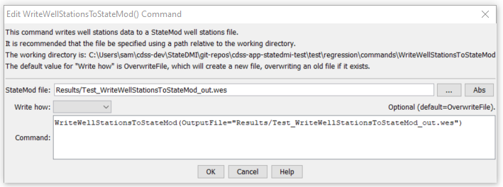 WriteWellStationsToStateMod - CDSS / StateDMI