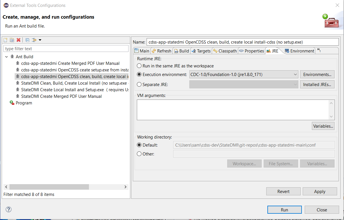 eclipse external tools selection example