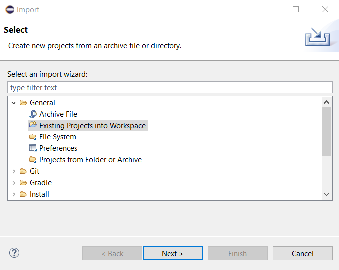 Select Eclipse workspace