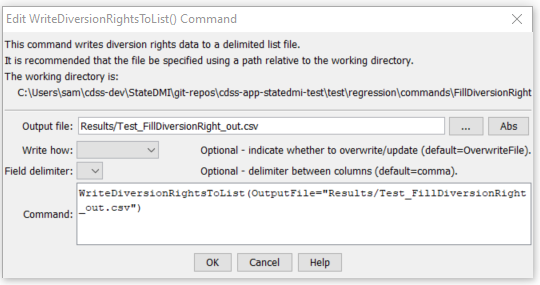 FillDiversionRight - CDSS / StateDMI