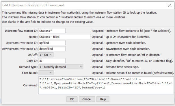 FillInstreamFlowStation - CDSS / StateDMI