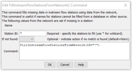 FillInstreamFlowStationsFromNetwork - CDSS / StateDMI