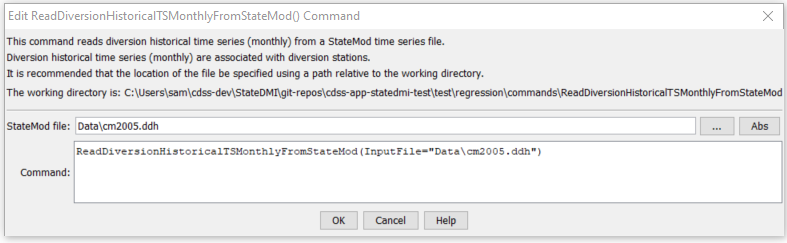 ReadDiversionHistoricalTSMonthlyFromStateMod - CDSS / StateDMI