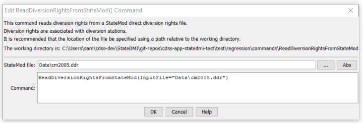 ReadDiversionRightsFromStateMod - CDSS / StateDMI