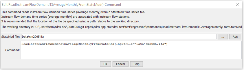 ReadInstreamFlowDemandTSAverageMonthlyFromStateMod - CDSS / StateDMI