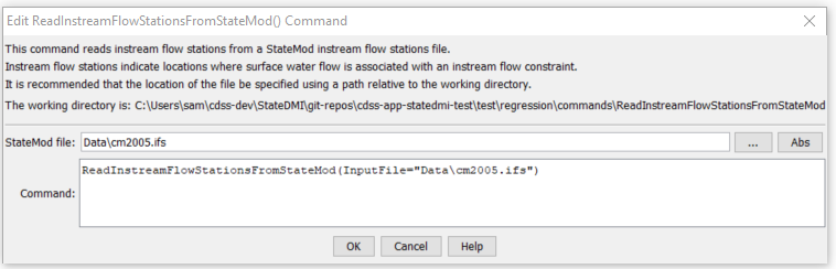 ReadInstreamFlowStationsFromStateMod - CDSS / StateDMI