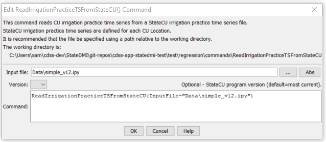 ReadIrrigationPracticeTSFromStateCU - CDSS / StateDMI