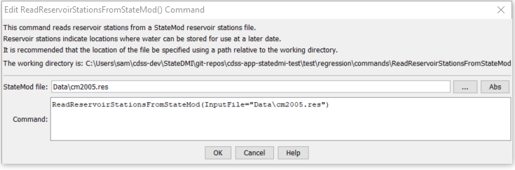 ReadReservoirStationsFromStateMod - CDSS / StateDMI