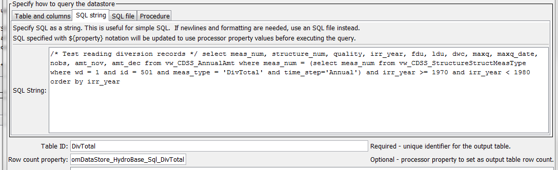 ReadTableFromDataStore - CDSS / StateDMI