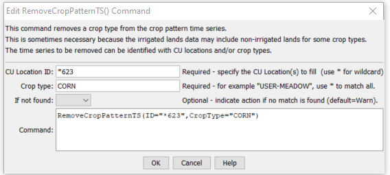 RemoveCropPatternTS command editor