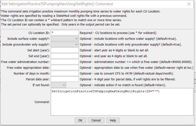 SetIrrigationPracticeTSPumpingMaxUsingWellRights - CDSS / StateDMI