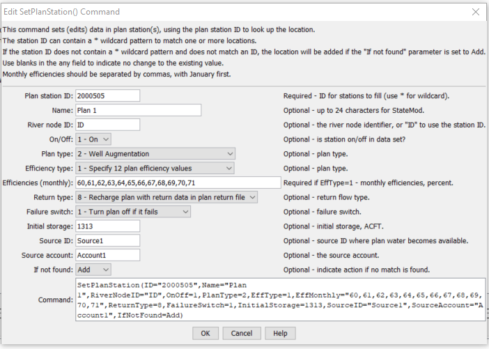 SetPlanStation command editor