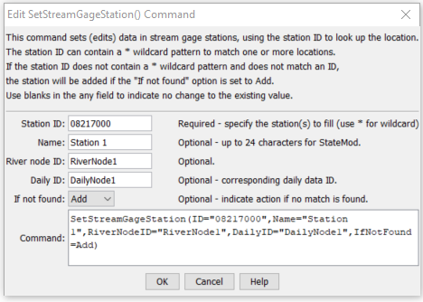 SetStreamGageStation - CDSS / StateDMI