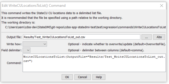 WriteCULocationsToList - CDSS / StateDMI