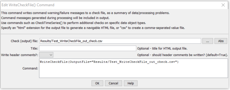 WriteCheckFile - CDSS / StateDMI