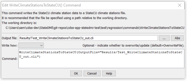 WriteClimateStationsToStateCU - CDSS / StateDMI