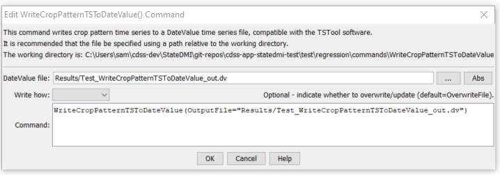WriteCropPatternTSToDateValue - CDSS / StateDMI
