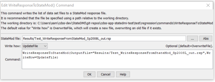 WriteResponseToStateMod - CDSS / StateDMI
