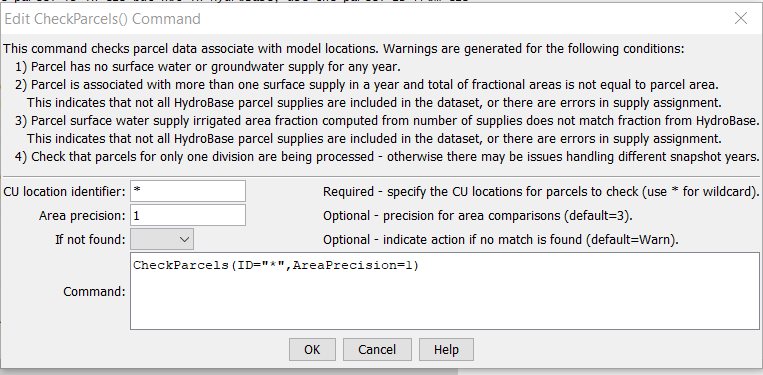 CheckParcels - CDSS / StateDMI