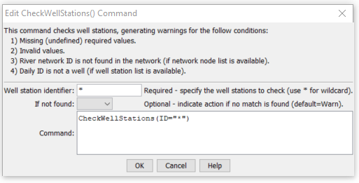 CheckWellStations Command Editor