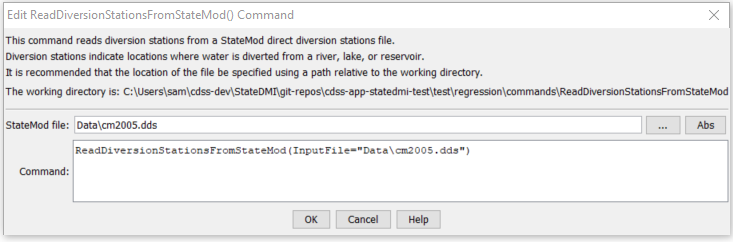 ReadDiversionStationsFromStateMod - CDSS / StateDMI