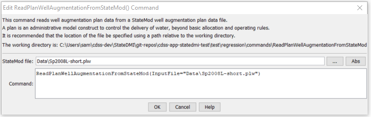 ReadPlanWellAugmentationFromStateMod - CDSS / StateDMI
