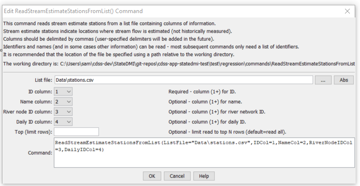 ReadStreamEstimateStationsFromList - CDSS / StateDMI