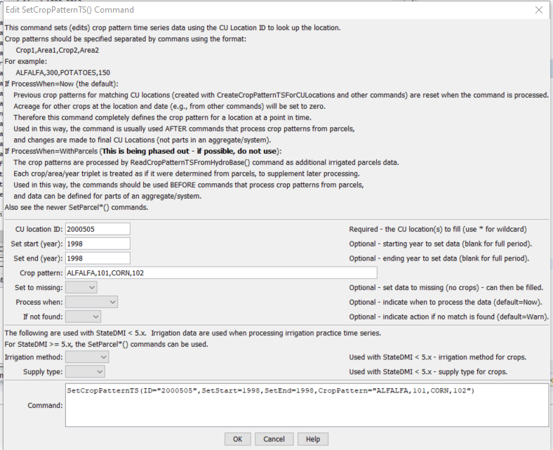 SetCropPatternTS - CDSS / StateDMI