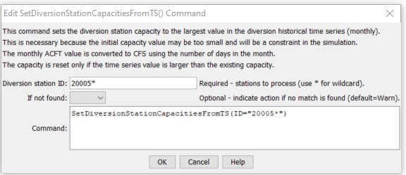 SetDiversionStationCapacitiesFromTS command editor