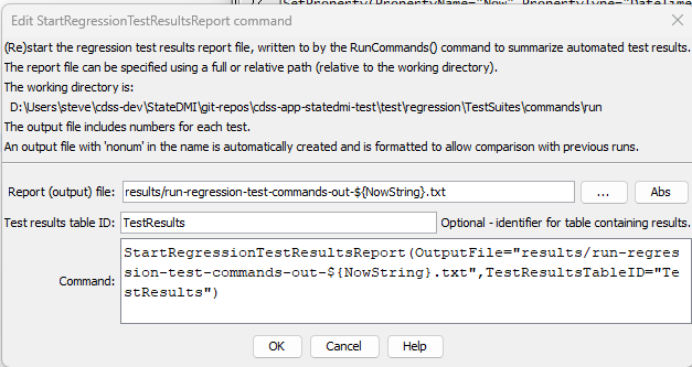 StartRegressionTestResultsReport - CDSS / StateDMI