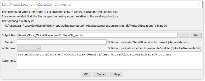 WriteCULocationsToStateCU - CDSS / StateDMI