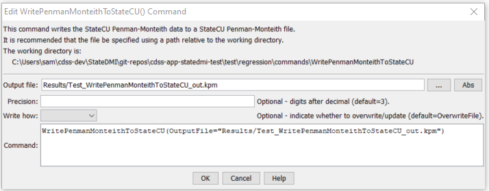 WritePenmanMonteithToStateCU - CDSS / StateDMI