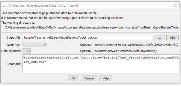 WriteStreamGageStationsToList - CDSS / StateDMI