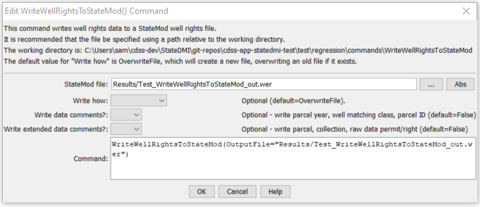 WriteWellRightsToStateMod - CDSS / StateDMI