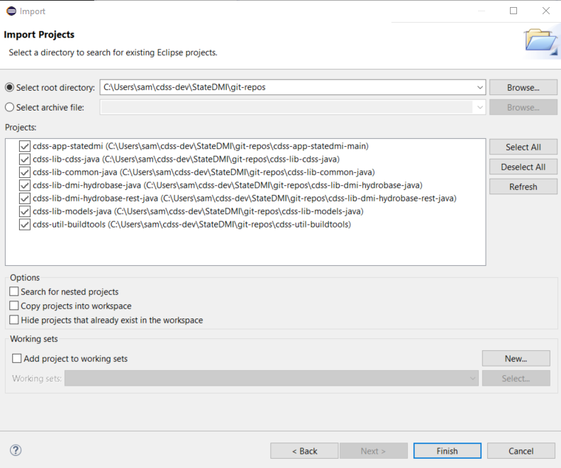 Select Eclipse workspace