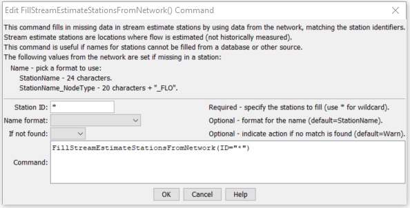 FillStreamEstimateStationsFromNetwork - CDSS / StateDMI