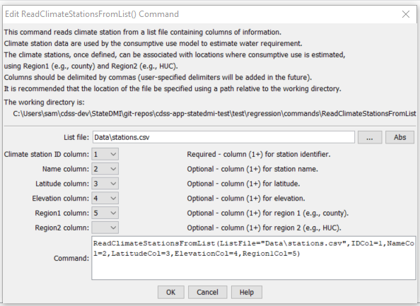 ReadClimateStationsFromList - CDSS / StateDMI