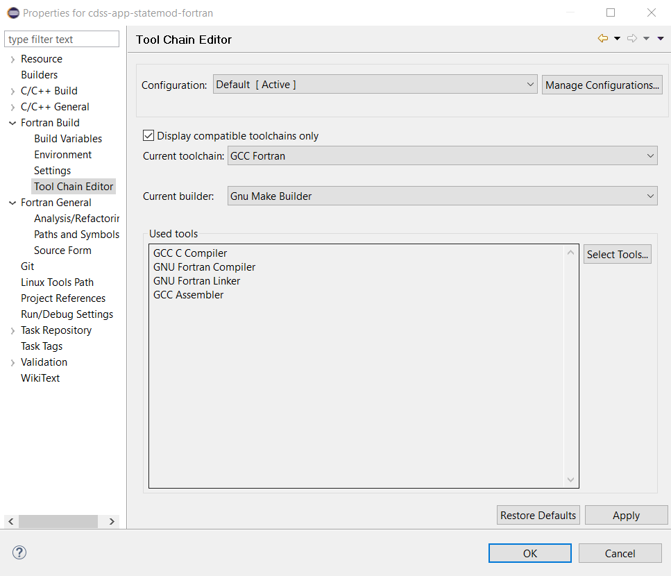 Project properties - Fortran Build