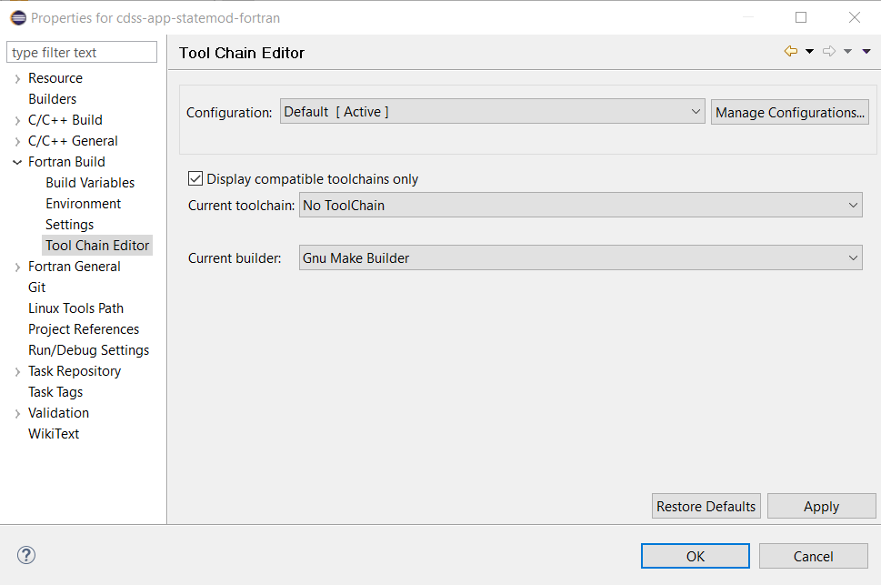 Project properties - Fortran Build