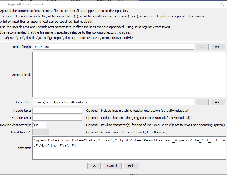 AppendFile CDSS / TSTool
