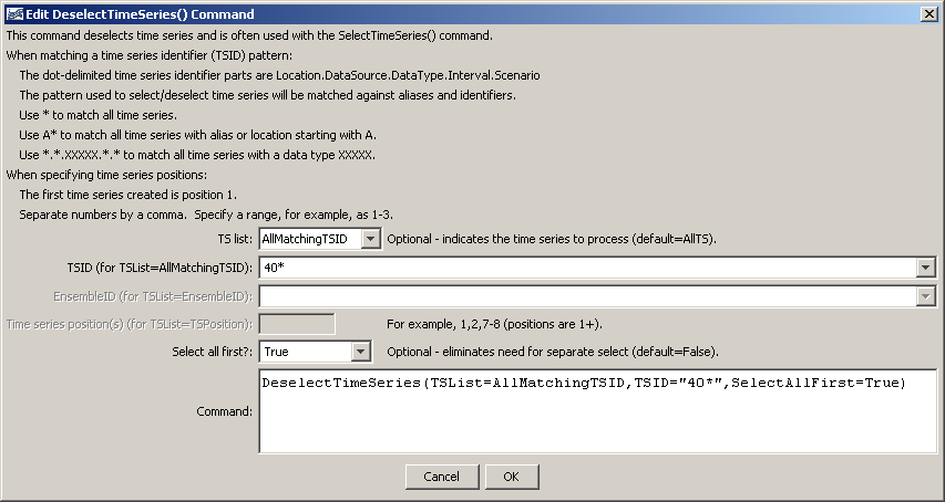 DeselectTimeSeries