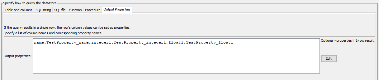 ReadTableFromDataStore OutputProperties