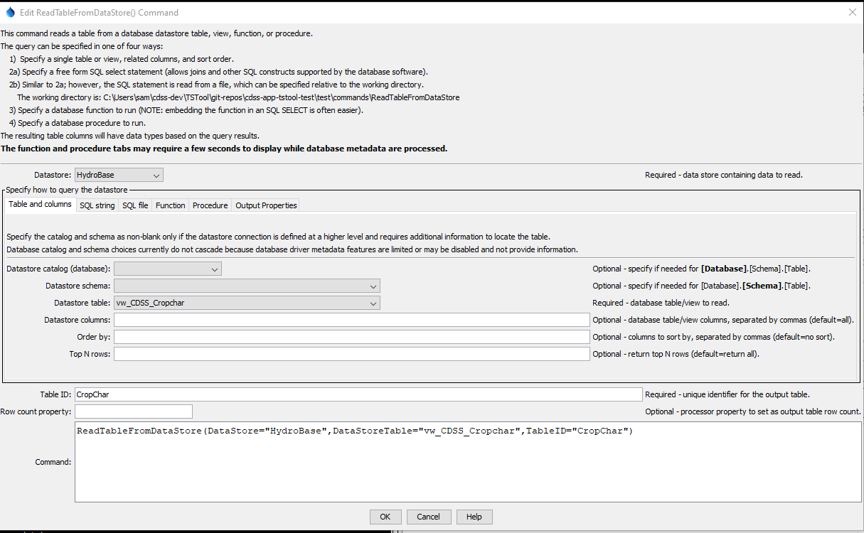 ReadTableFromDataStore