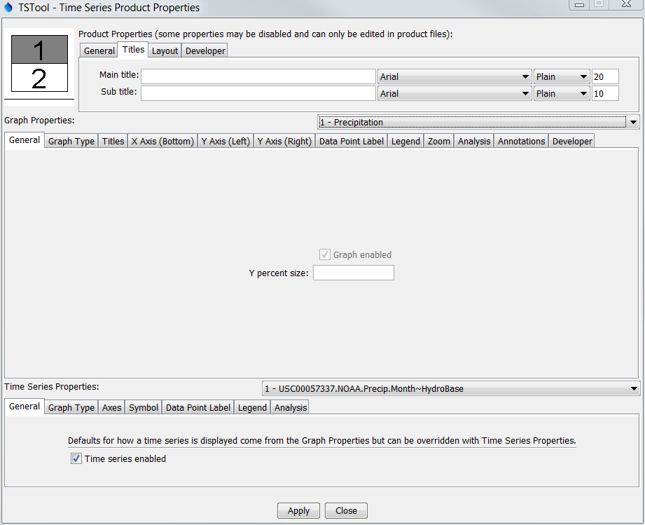 Tabbed Panel to Edit Time Series Product Properties